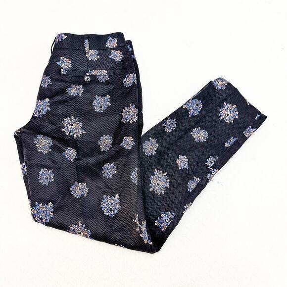Club Monaco Silk Wool Flower Patterned Print Slack Pants Navy Size 2 - Picture 9 of 9